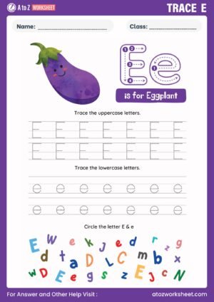 english alphabet e tracing worksheet pdf sample