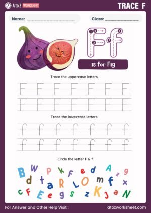 english alphabet f tracing worksheet pdf sample